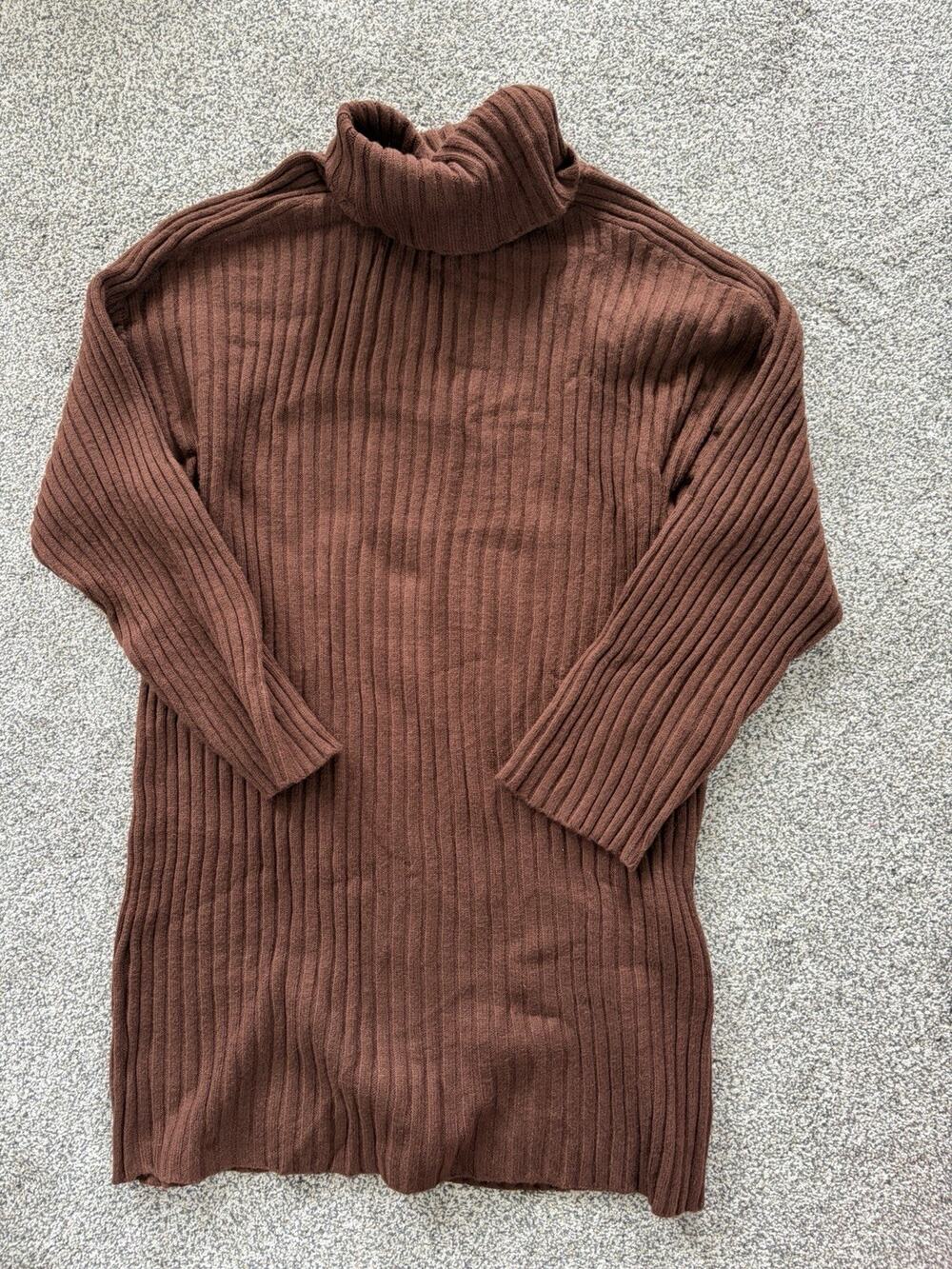 Women's Turtleneck sweater dress chocolate Brown XXL knee length bodycon knit